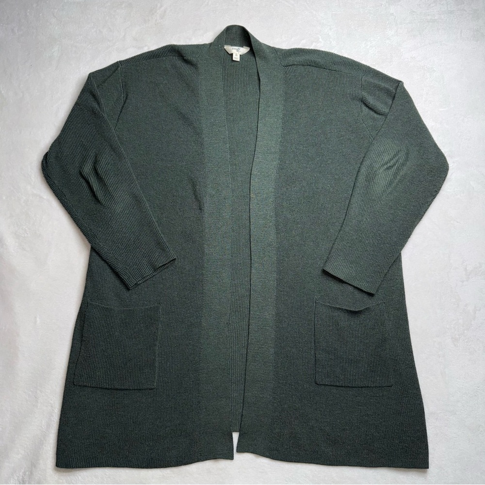 Terra & Sky Open Front Knit Cardigan Sweater Green Plus Size Women’s Size 0X/4W